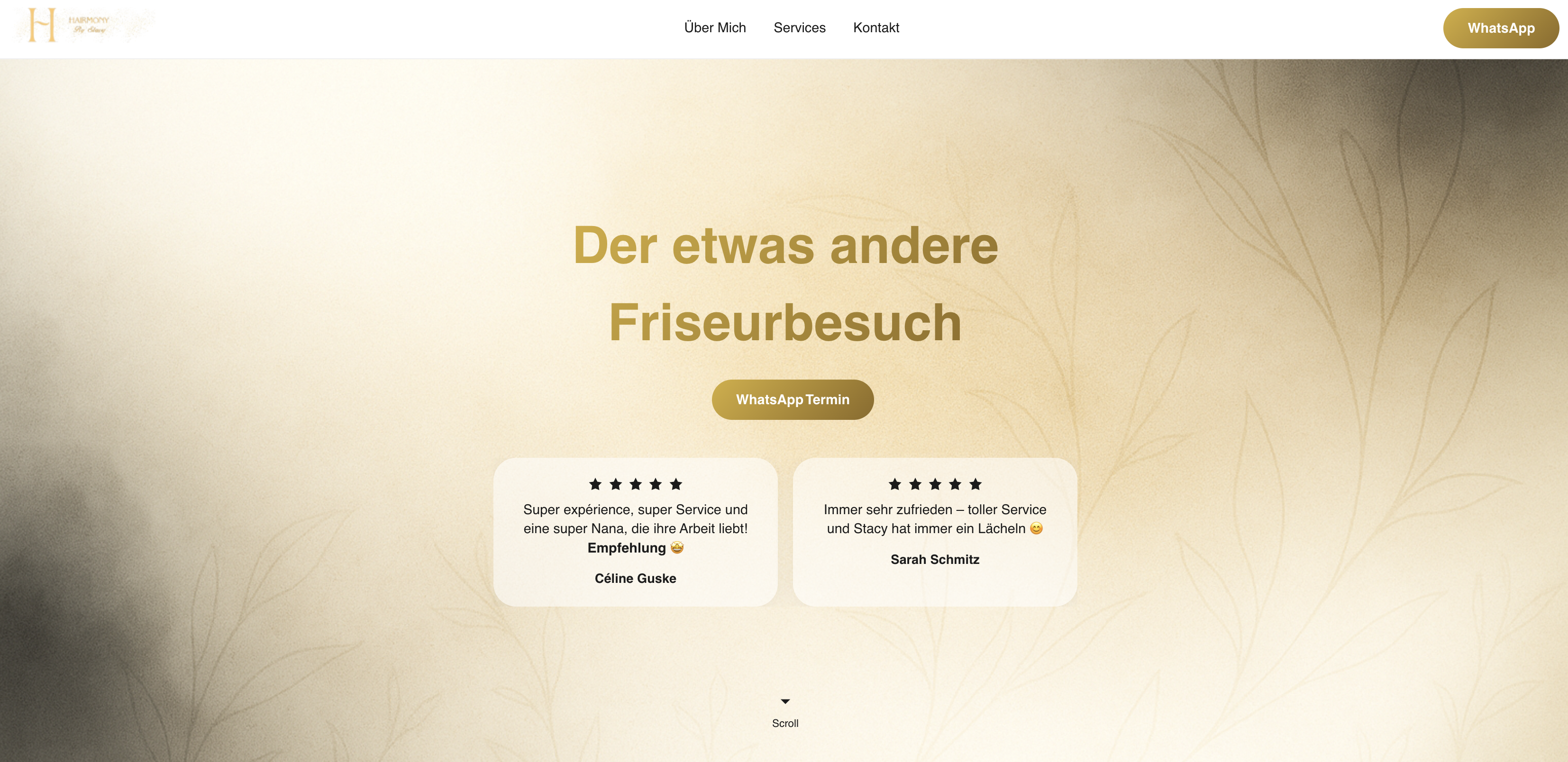 Website Hairmony, kapsalon